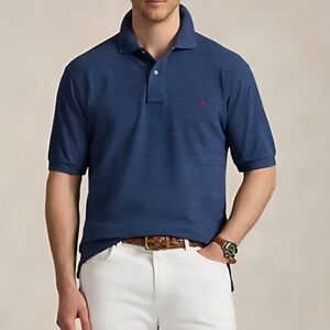 Polo Ralph Lauren Iconic Mesh Polo Shirt ~DARK INDIGO ~LARGE **NEW